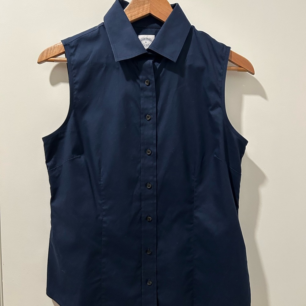 Brooks Brothers Navy Sleeveless Button Down Shirt